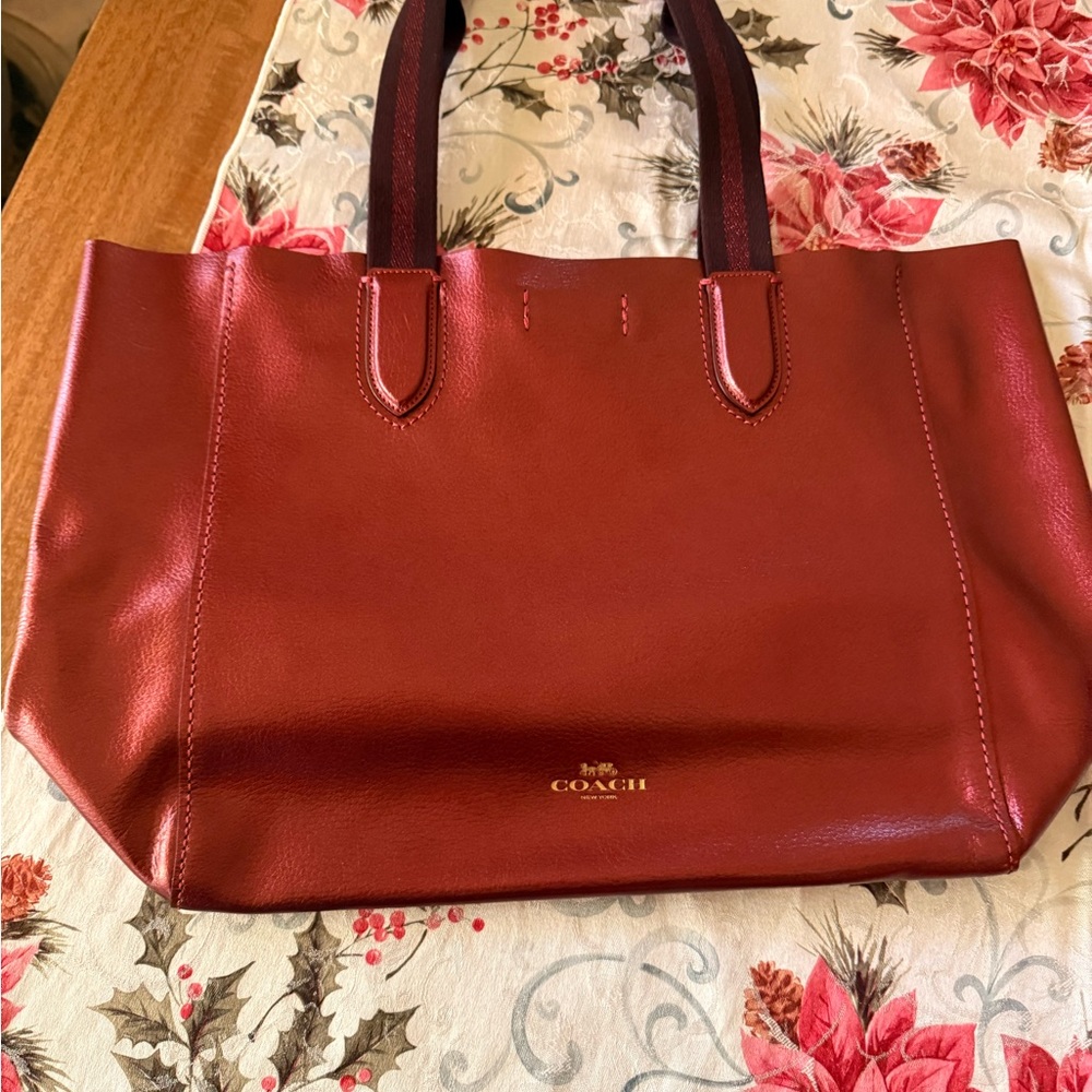 Coach Metallic Red Leather Tote